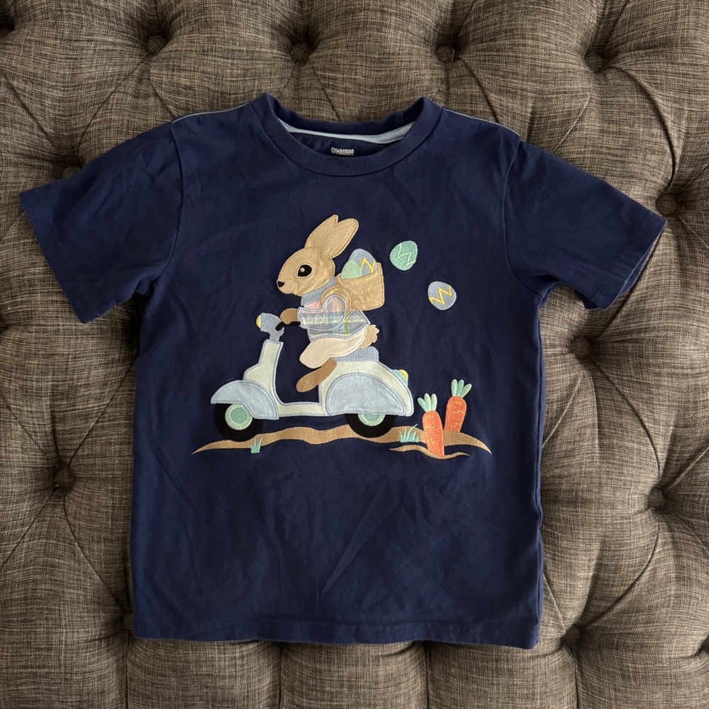 Gymboree Navy Bunny on Scooter Graphic Tee